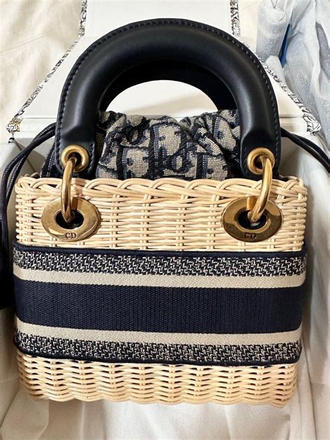 lady dior wicker|dior blue wicker bag.